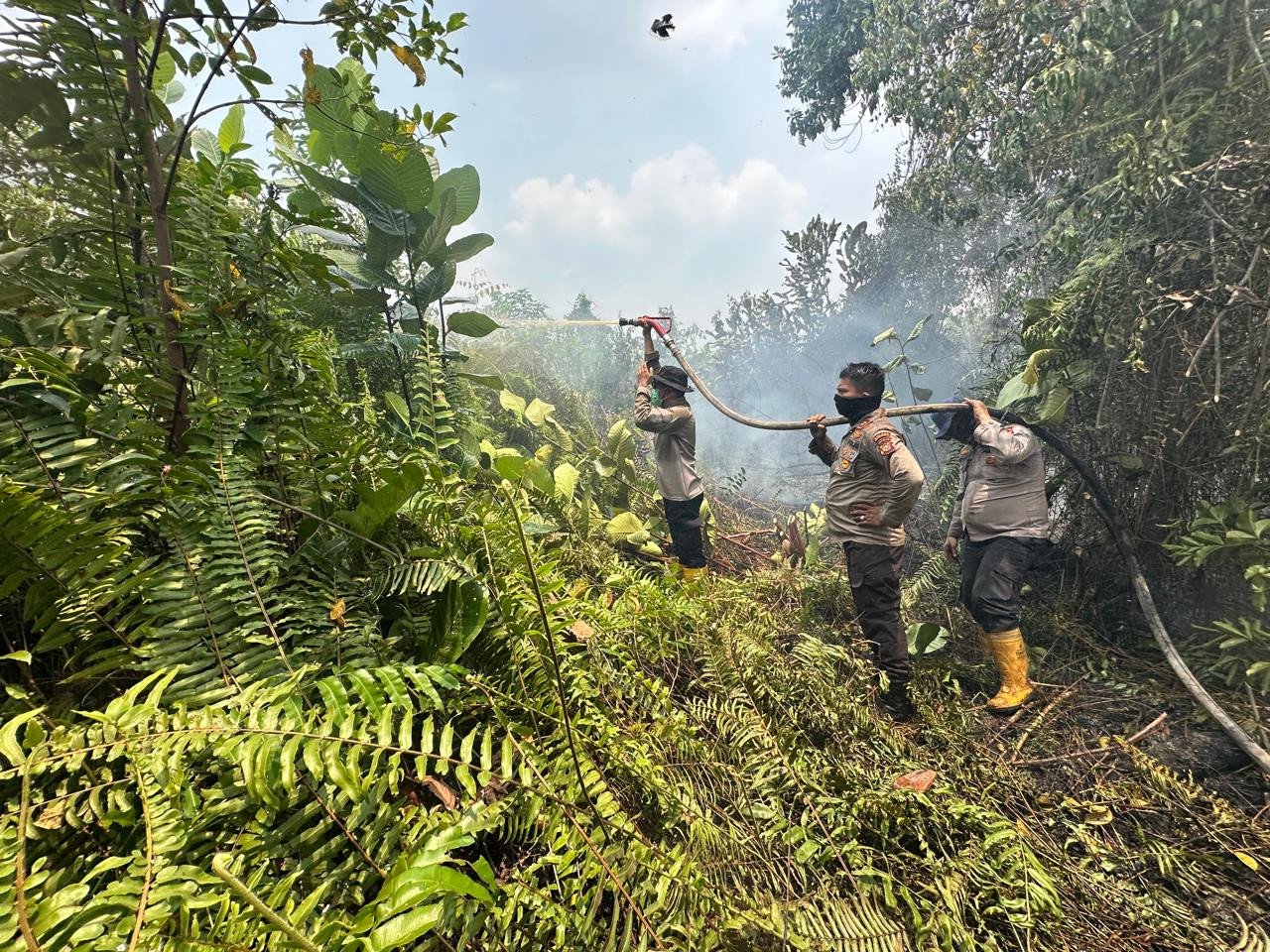Tim Gabungan Kembali Padamkan dan Dinginkan Karhutla di Sungai Sembilan