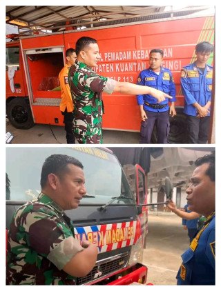 Tim Mabes TNI Kunjungi Tim Damkar Kabupaten Kuansing